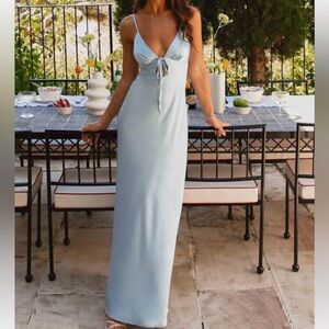 Blue Satin Wedding Guest Dress